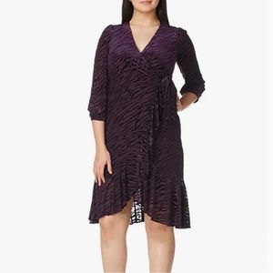 Calvin Klein Purple Tiger Print Faux Wrap Dress